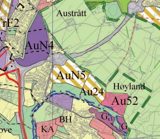 (Au24) Formålsendring -Kombinert til LNF Høyland Forsøksgård (Au52) Markagrense Regional grønnstruktur