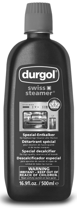 18 Avkalke Avkalkingsmiddel Durgol Swiss Steamer Skader på apparatet på grunn av feil avkalkingsmiddel! Bruk kun «Durgol Swiss Steamer» til avkalkingen.