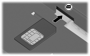 Sette inn en SIM FORSIKTIG: Bruk minst mulig kraft når du setter inn en SIM, slik at du ikke skader kontaktene. Slik setter du inn en SIM: 1. Slå av datamaskinen.