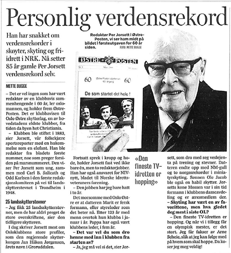 Østre Posten 1-16 3 Per Jorsett var redaktør i 60 år Æren for en klubbavis som har levd så lenge som vår, ville normalt vært delt på mange ildsjeler.