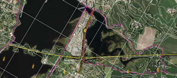 Planbeskrivelse 29 østover før utvidelsen igjen skifter side og lengst mot nord tilpasses traséen for vedtatt reguleringsplan for E6 Arnkvern Tjernli.