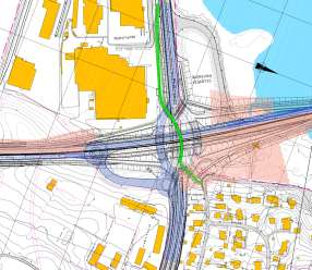 3) Som en siste fase bygges avkjøringsrampen fra sør inn i krysset, sammen med en ferdigstillelse av gang- og sykkelveg gjennom kryssområdene.