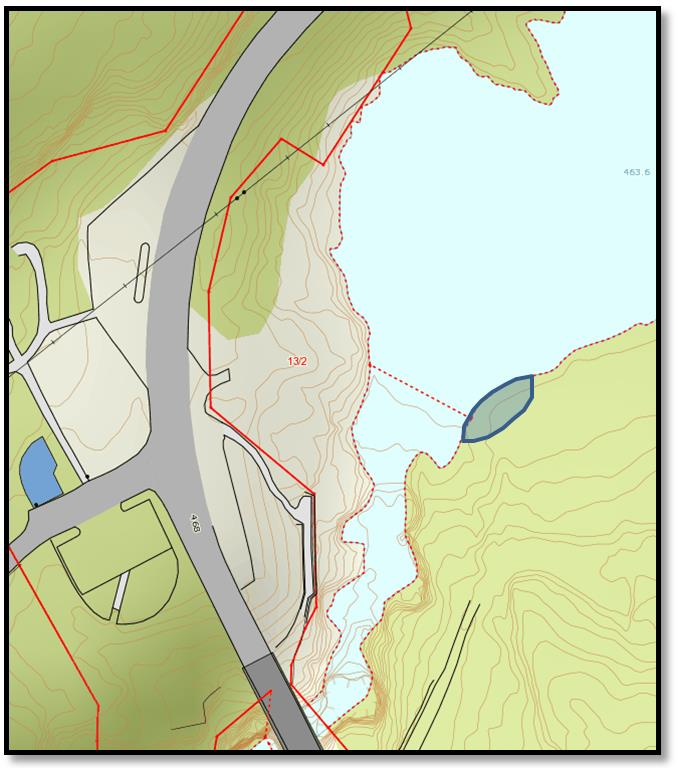 5.12. Dorgefoss Figur 34: Kartutsnittet viser tiltaksområdet ved Dorgefoss. Vurdering av området Dette tiltaksområdet ligger ikke spesielt utsatt til.
