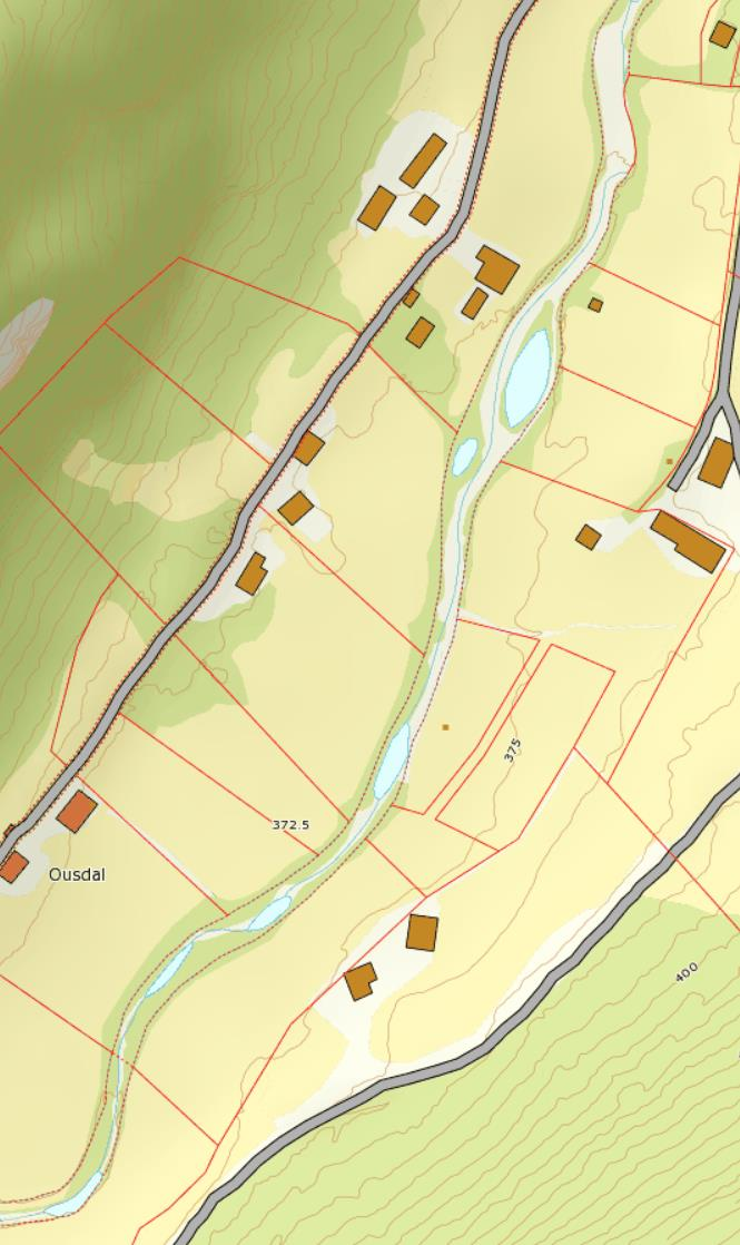 6.4. Ousdal 6.4.1. Ousdalsgrenda Figur: Kartet viser oversikt over tiltaksområdet i Ousdalsgrenda.