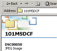 Dette avsnittet beskriver et eksempel på kopiering av bilder til "My Documents"- mappen. 1 Dobbeltklikk på [My Computer] t [Removable Disk] t [DCIM].