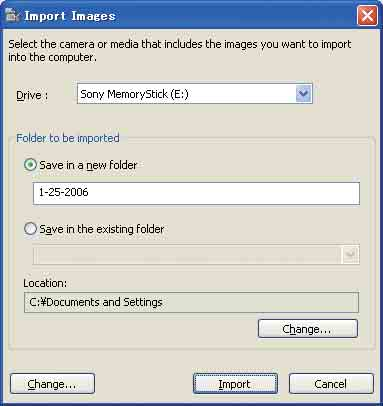 Bruke "Picture Motion Browser" (inkludert) 2 Koble kameraet til datamaskinen med kabelen for flerbruksterminal. Når kameraet er registrert, vises vinduet [Import Images].