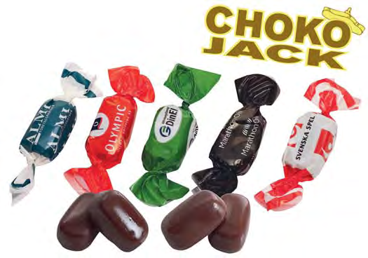 3590961 Choko Jack Eurosweet Choko Jack, sjokoladedyppede karameller, pris fra 30 kg.