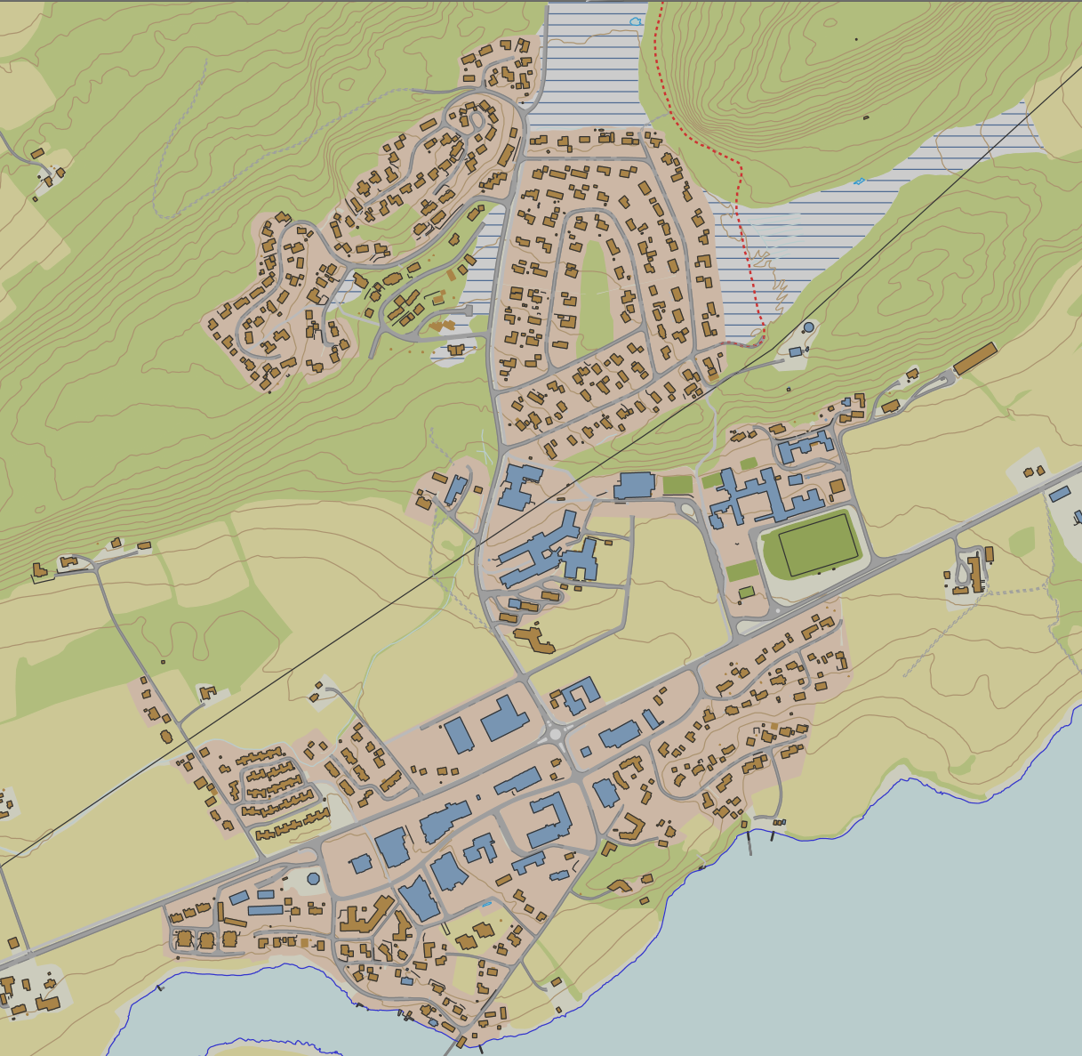 2. Rural utvikling av Rissa sentrum Skissen til venstre illustrerer en rural utvikling av sentrumskjernen.