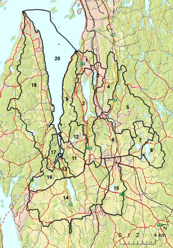 2. Materialer og metoder 2.1 Feltbeskrivelse Vannområdet PURA (208 km 2 ) består av de tre vassdragene Gjersjøvassdraget, Årungenvassdraget og Bunnefjorden.