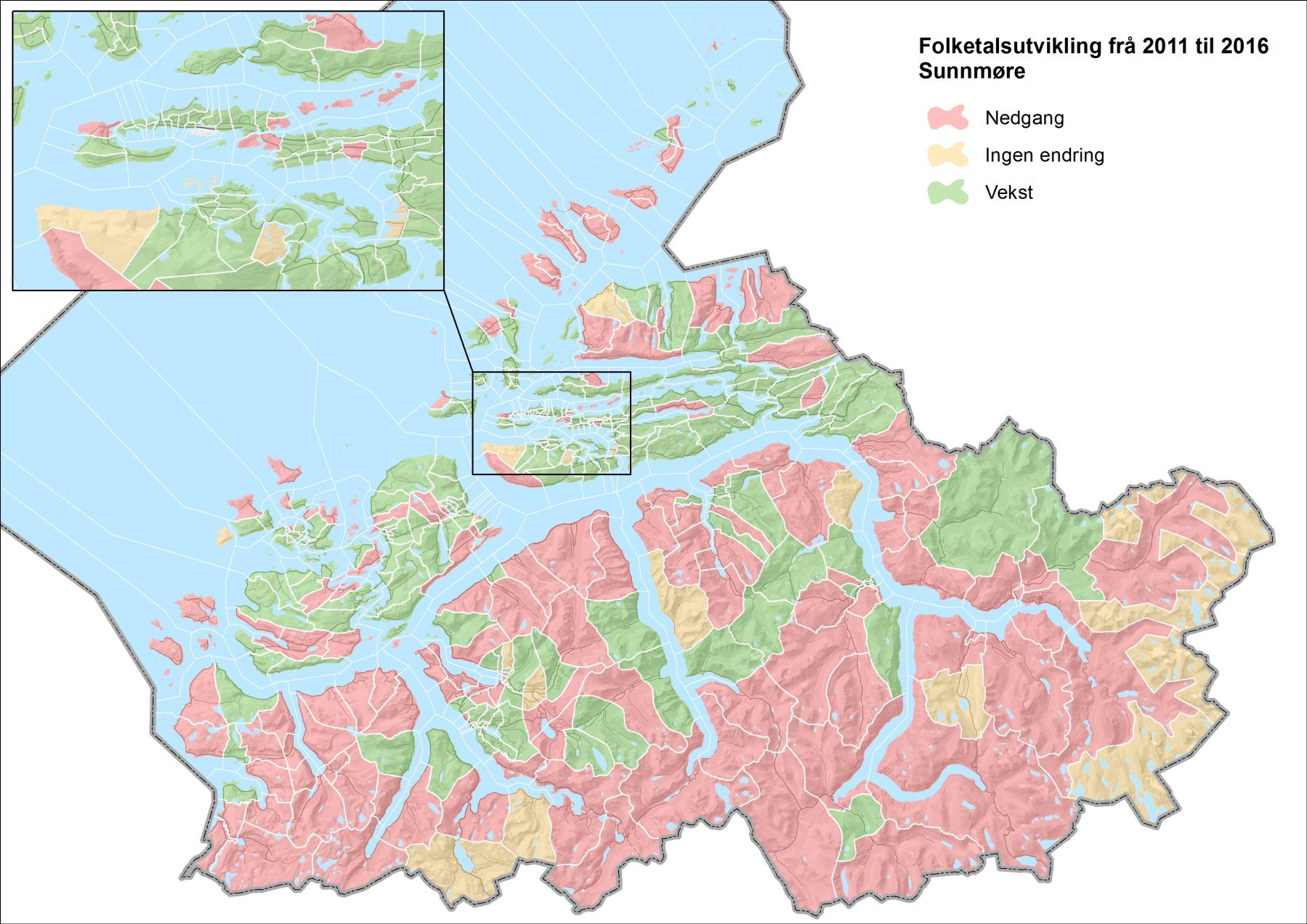 Demografi Folketalsutvikling siste 5 år (kart og