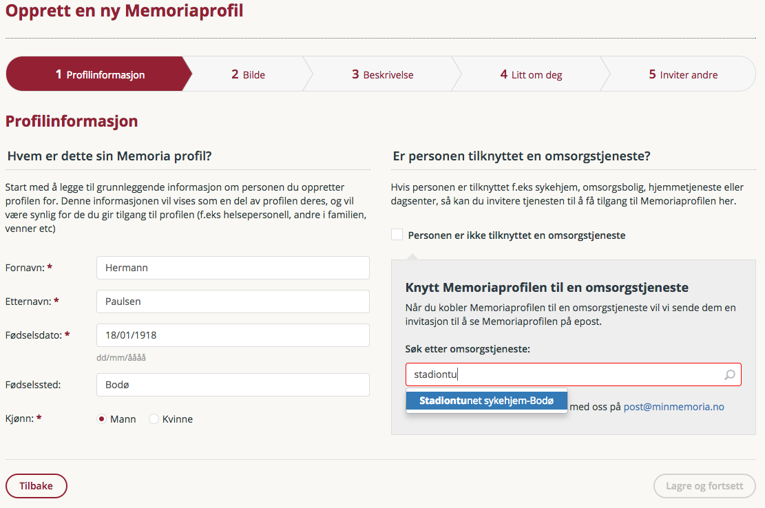 Registrering Kom i gang For å bruke MinMemoria må du først lage en brukerkonto, dette kan du gjøre ved å registrere deg nettsiden www.minmemoria.no.