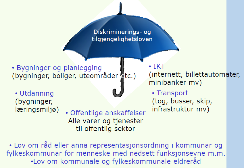 Lovgivning om universell utforming «Norwegian disability policy is very much in line with the Convention, and