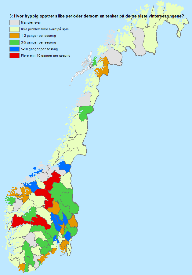 Kommentarer gitt i kommentarfeltet knyttet til dette spørsmålet handler om at det er stor variasjon fra vinter til vinter, det gjelder spesielle strekninger (spesielle pga lokale forhold og/eller mye