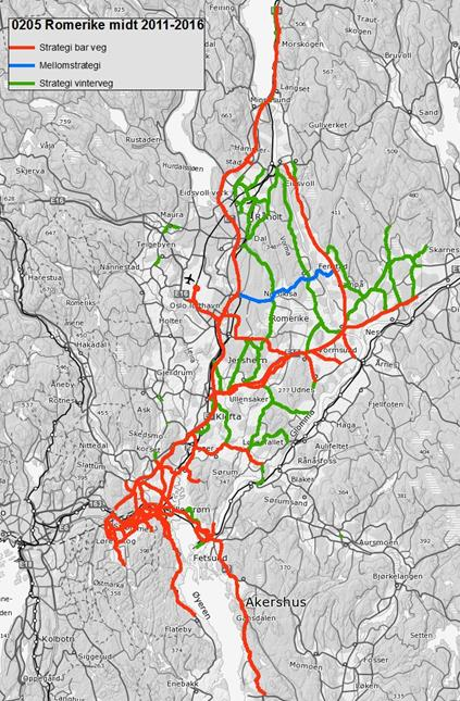 5.2.5 0205 Romerike midt 5.2.5.1 Kontraktsinformasjon Kontraktsområde: 0205 Romerike midt Kontraktsperiode: 2011-2016 Entreprenør: Peab AS Vegnett og Bar veg: 391 km vinterdriftsstrategier: