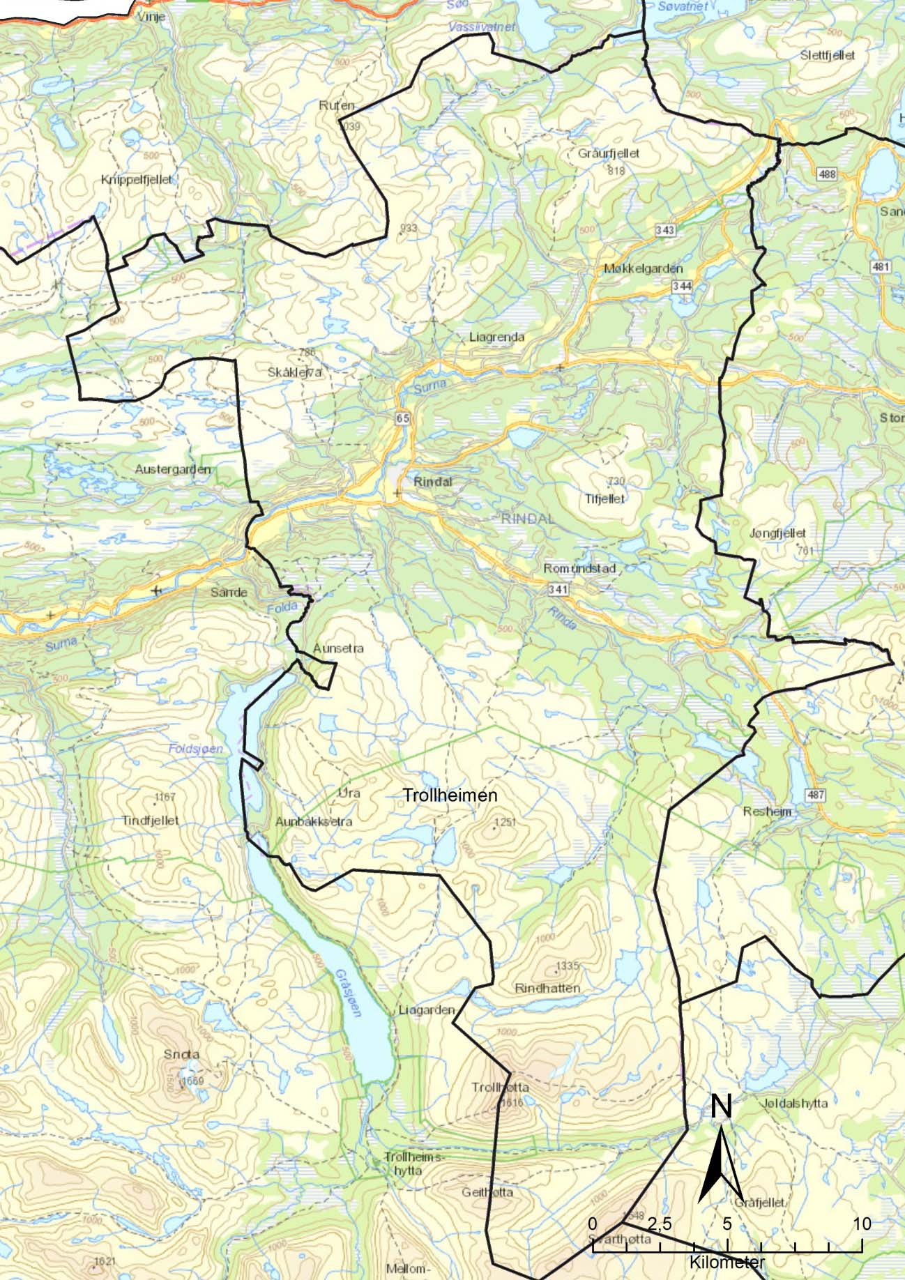 Figur 33. Rindal kommune, oversiktskart.