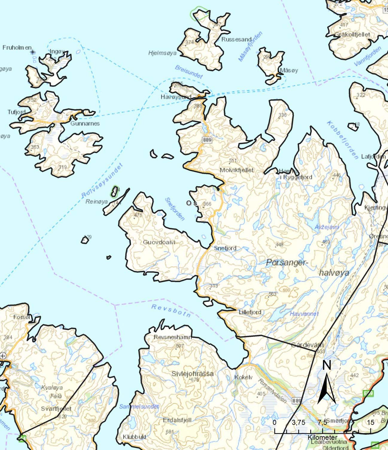 Figur 28. Måsøy kommune, oversiktskart.
