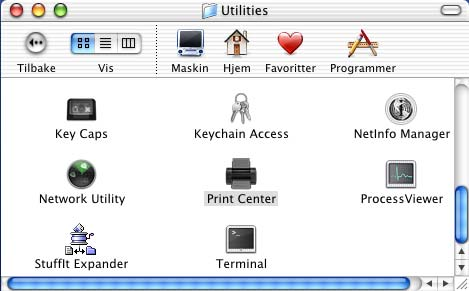 Trinn 2 For brukere med nettverkskabel 8 Dobbeltklikk på ikonet Print Center.