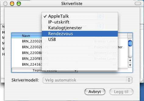 B Fra menyen Utskriftssenter velger du Avslutt Utskriftssenter. 0 Velg AppleTalk.