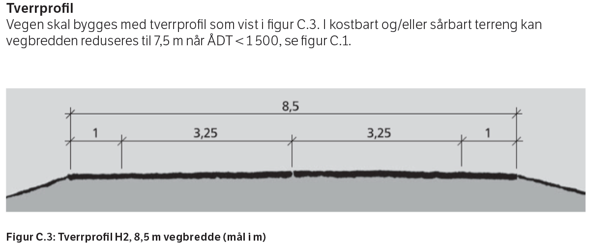 KOSTNADER OG NYTTE VED ØKT VEGBREDDE 9 2 Minimumsstandard i henhold til N100 2.