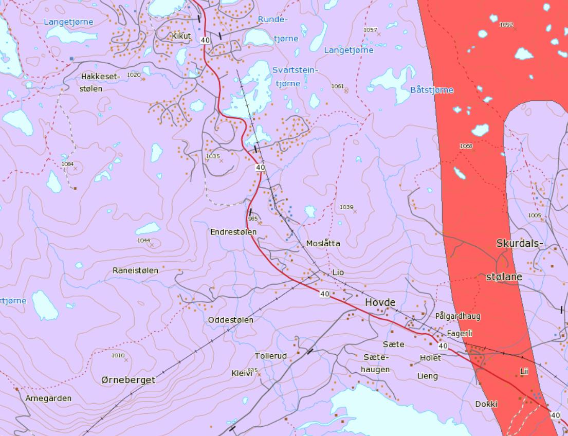 VA-plan Solhovda Sør 10 4.2 Berggrunn og potensialet for vannuttak i fjellbrønner Berggrunnen i området består av Ryolitt, ryodacitt, dacitt, keratofyr, se Figur 5 nedenfor.