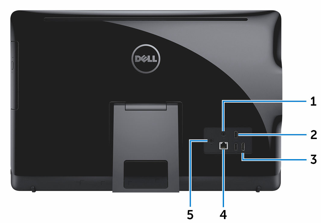 Baksiden 1 Lydutgang Koble til lydutgangsenheter som høyttalere, forsterkere osv. 2 USB 2.0-porter (2) Tilkoble eksterne enheter som lagringsenheter, skrivere, osv.