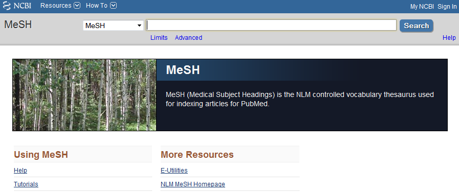 MESH-søking Legg merke til at det står MeSH Skriv inn