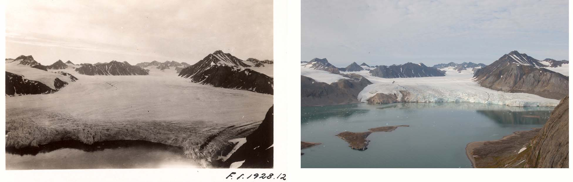 Eksempel på tilbaketrekning av isbreer i