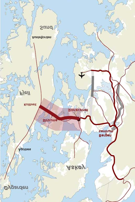 2 OMTALE AV KONSEPT 2.1 Omtale av konsept F 2.1.1 Vegutbygging - bru i eksisterande korridor - større infrastrukturtiltak nytt firefelts hovudsamband Omtalen av dette konseptet er henta frå KVU rapporten.