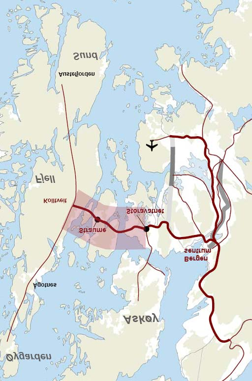 Sikre at det er eit velfungerande sekundærvegnett på Litle-Sotra og for Drotningsvik- Storavatnet. Busstilbod med god kvalitet, stamruter i dagens trase (ny eller gamal bru) Evt.
