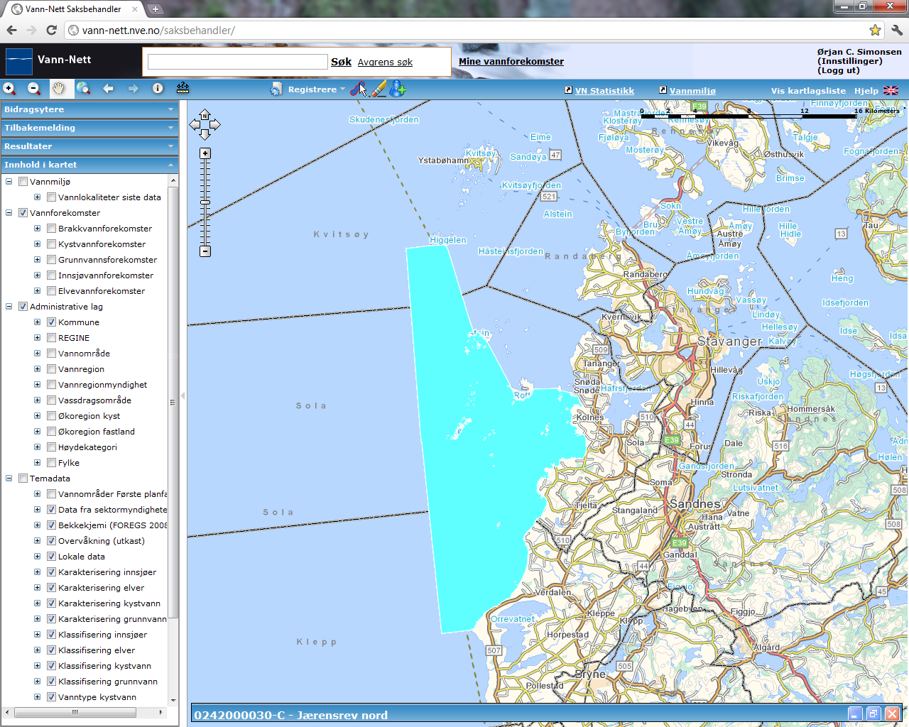 Jærensrev nord (0242000030-C) Åpen eksponert kyst Svært god (klorofyll a: svært god; tungmetaller: oppnår god) Liten grad Annen landbrukskilde Liten grad Søppelfyllinger (Sele) Liten grad Kapasitet