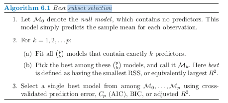 Søk gjennom modeller Med p variable er det 2 p mulige modeller 2^p 0e+00 4e+05 8e+05 5 10 15 20 p Søk gjennom alle modeller Residual Sum of Squares 2e+07