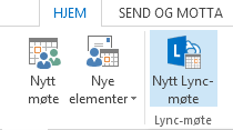 Lync 2013 21 Videomøter via Lync Planlegge et Lync-møte Du kan planlegge et Lync-møte ved hjelp av Outlook-tillegget for Lync. 1.