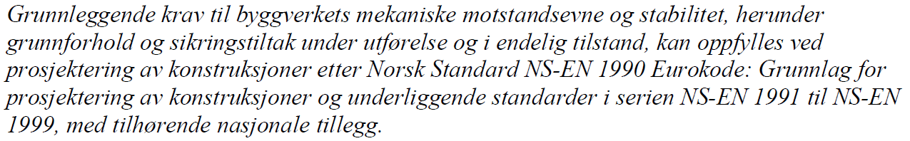 TEK 10 7 Sikkerhet mot naturpåkjenninger TEK 10 10 Konstruksjonssikkerhet NS 8141, utgave av juni 2001. Vibrasjoner og støt.