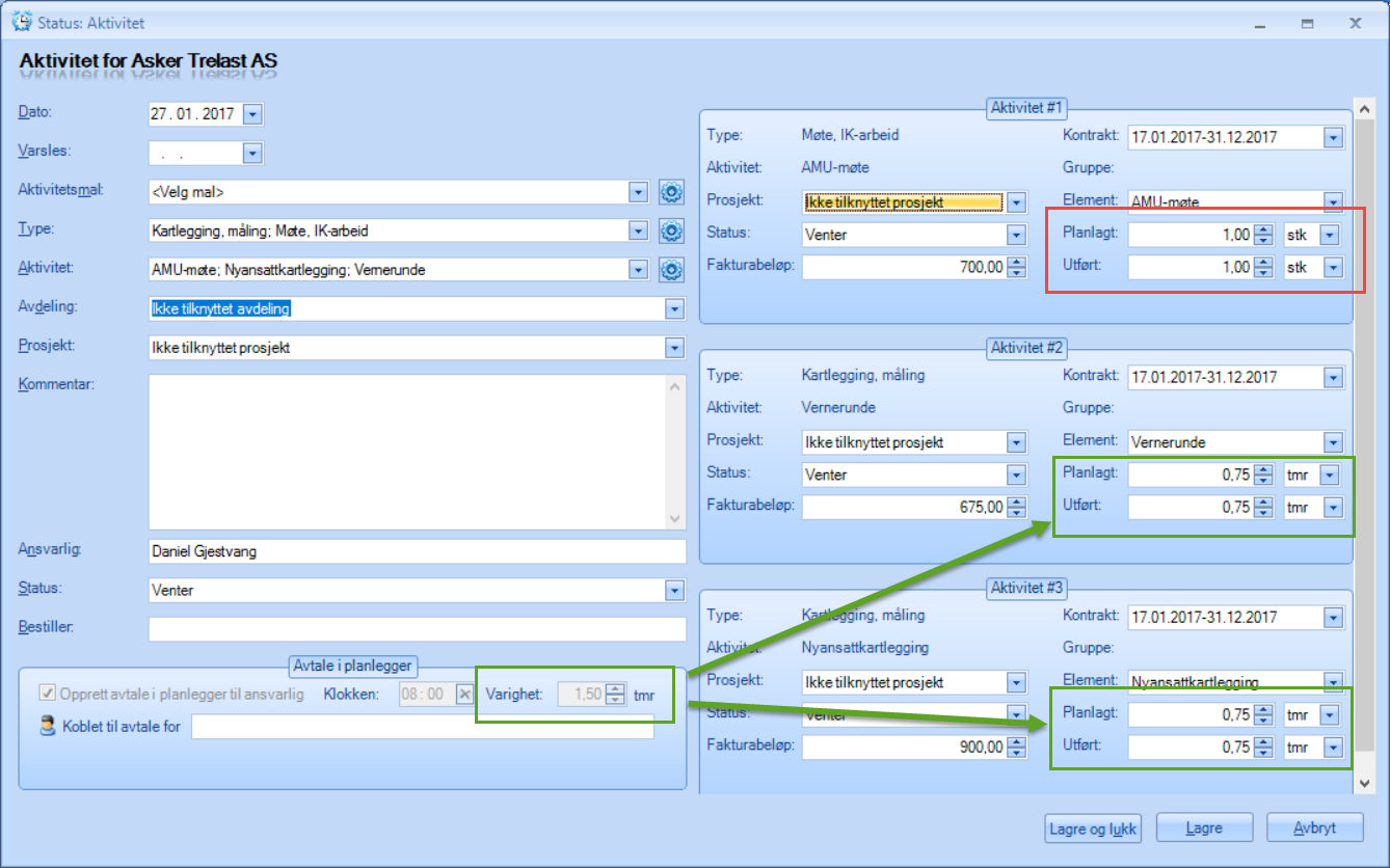 3.1.3 Aktiviteter hvor aktiviteter både er definert med «stk.