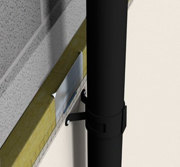 14 mm J Feste av nedløp for takrenne Figur viser underlag av murstein- eller betong, men det samme prinsippet gjelder ved