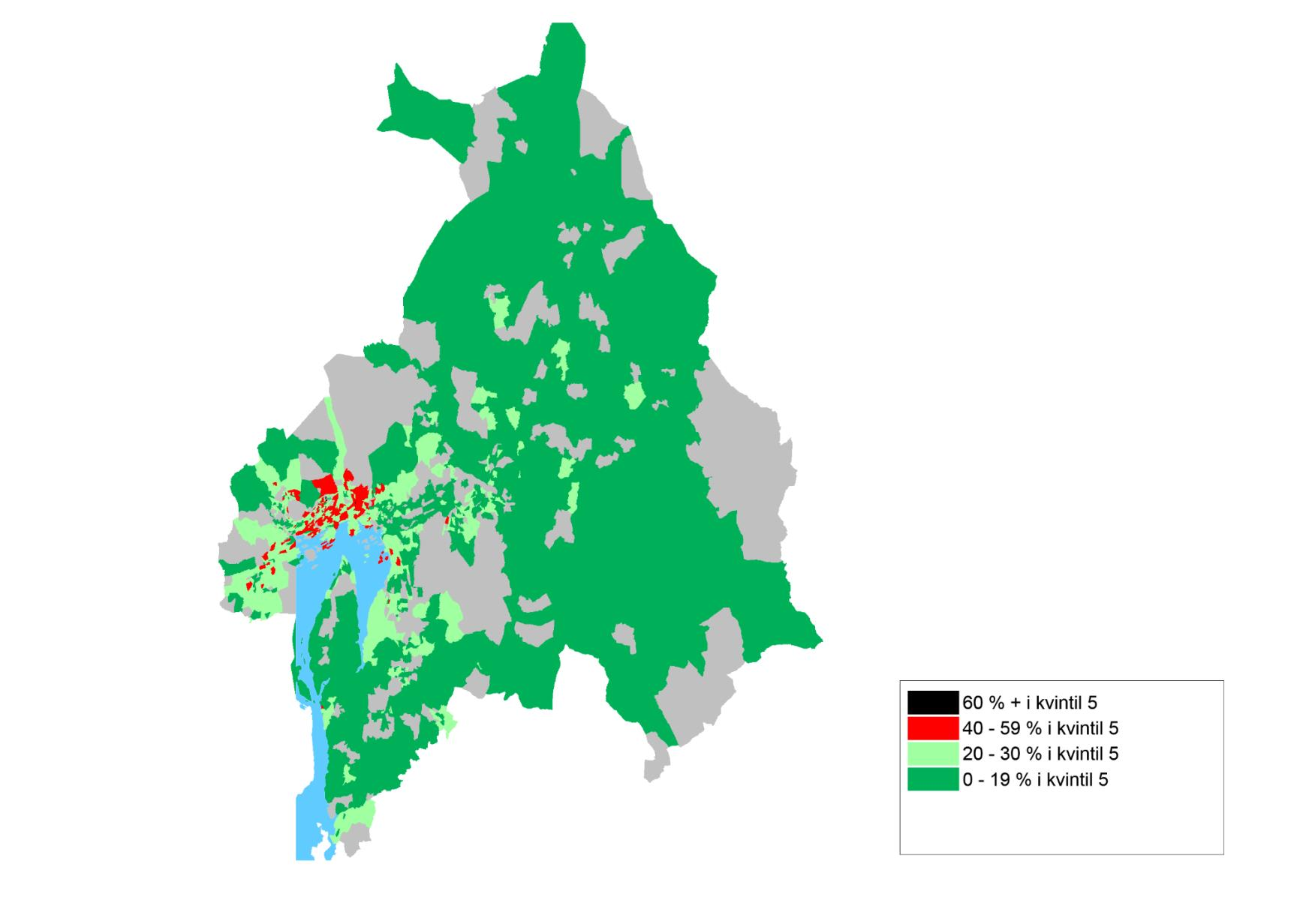 Prosent i kvintil 5 i 2011.