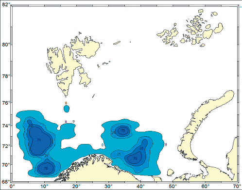 Det antas at stor biomasse av ungfisk som beiter i Barentshavet er et et tegn på økte temperaturer og økt produksjon i området men det gjenstår å gjøre videre vurderinger av hvordan slike effekter