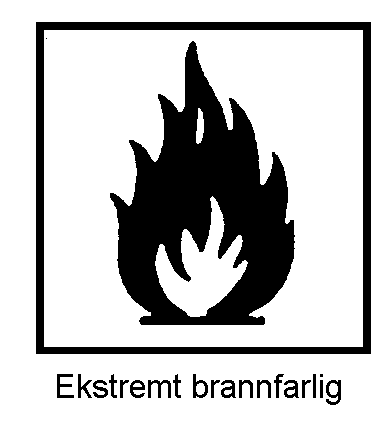 VIKTIGSTE FAREMOMENTER Faresymboler Farebeskrivelse Produktet er klassifisert som farlig med F+, Xi;, N; R12-38-51/53-67.