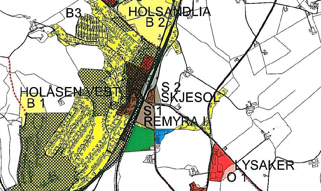 I kommunedelplanen er området avsatt som framtidig senterområde S1 Remyra, se utsnitt av kommunedelplanen nedenfor.