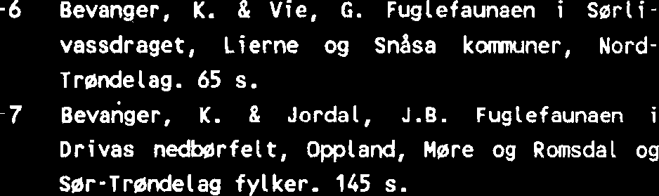 Kvantitative og kva- Litative undersakelser someren 1978. 30 s. Krogstad, K. Fuglefaunaen i Meltingenanrsdet, Mosvik og Leksvik konmwier. 49 s. Holthe, T. B Stokland, 0.