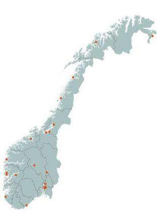 Organisasjon Landsdekkende lokalisering (18 steder) 680 medarbeidere Hovedkontor på Ås Fem fagdivisjoner: Kart- og