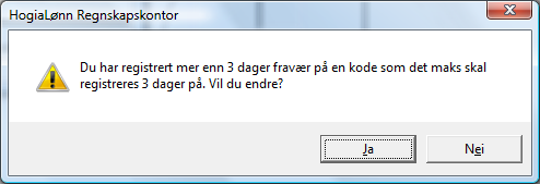 april er en søndag, som i bedriften er fridager, utgjør Vilde s fravær i dette tilfellet kun 4 dager. Dette regner systemet selv ut.