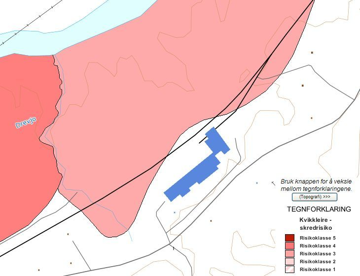 Grunnforhold, topografi, vegetasjon og klima Under følger utsnitt av kart fra Skrednett (Norges geografiske undersøkelser). For planområdet er det tre karttyper (registreringer) som er gjort.