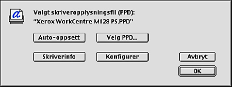 5 Bruk på Macintosh-datamaskiner Alternativer Denne delen beskriver Konfigurer i Velger og skriverspesifikke valg i skriverressursen. Innstillinger for skriverspesifikke valg Mac OS 9.