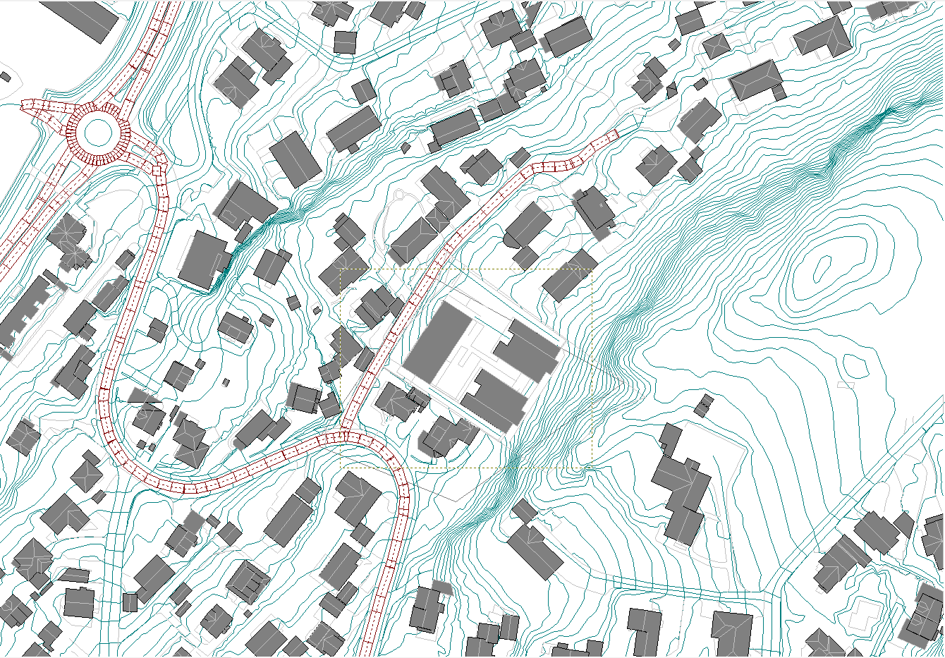 Hanaveien Høgevollsveien Figur 2: Utsnitt av beregningsmodellen som viser plassering av de ulike veiene (Cadna A). Planområdet er avmerket i røde linjer.