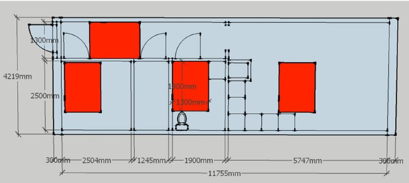 1,3 m enn en snusirkel med diameter 1,5 m.