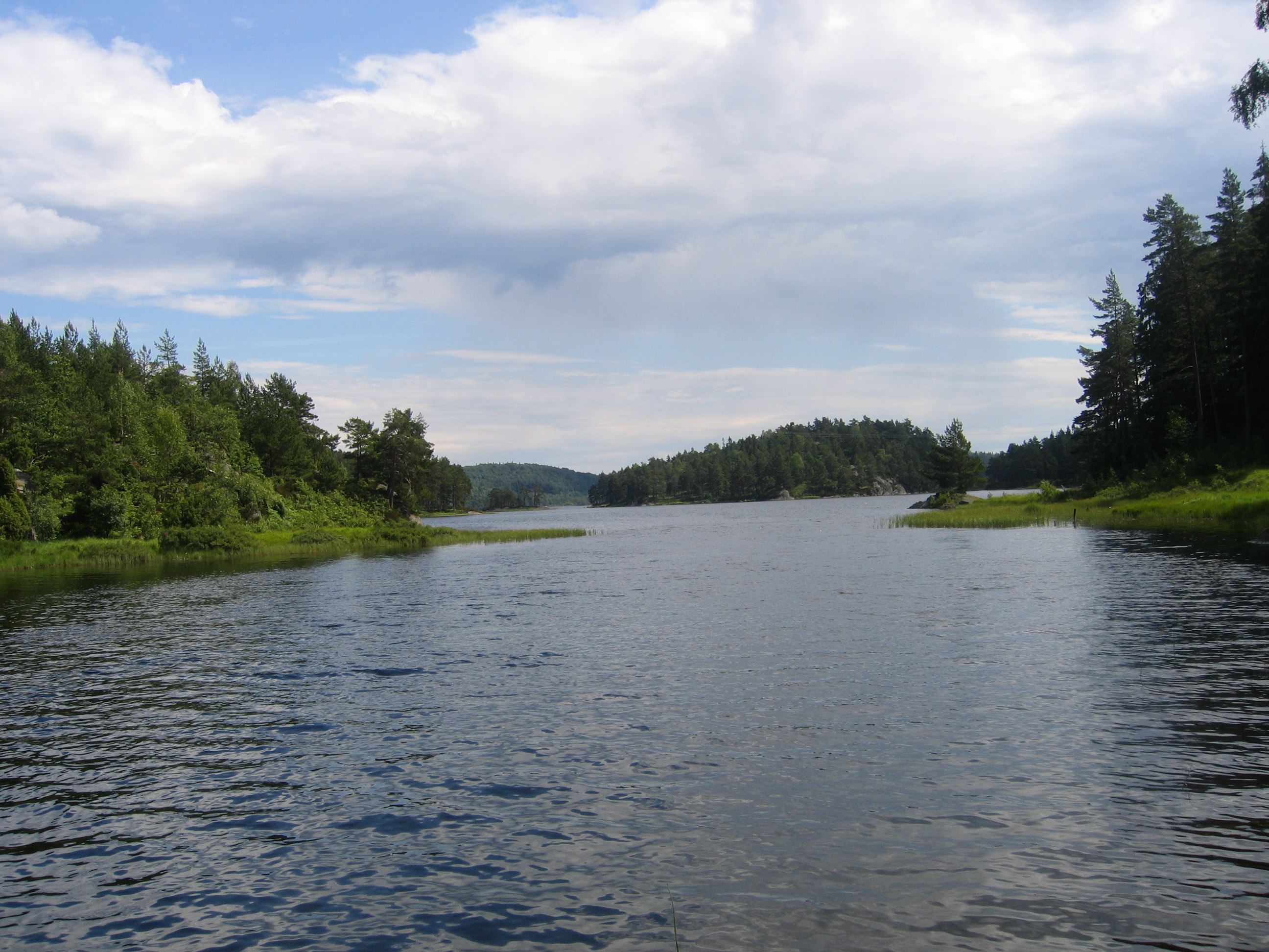 Kartutsnitt med Vestre og ustre Grimevatn, i Lillesand kommune, med foto fra nordre del av ustre Grimevatn og fra Grimeelva (Kaldvella) Prøvefisket I begge vatna ble det fisket ei natt med følgende