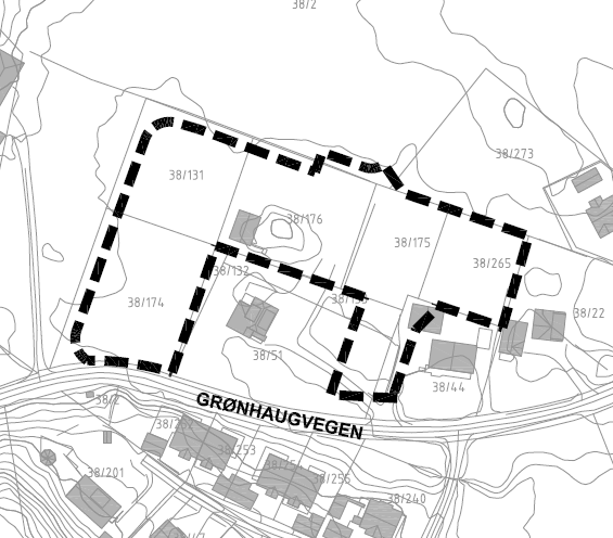 Side 2 av 5 Planområde: Planområdet er på om lag 6,1 daa og omfattar eigedomar innanfor vist plangrense, jf. kartutsnitt under. Plangrensa er godkjent av kommunen.