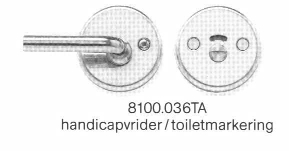 RANDI-LINE 8100.036TA Skiltsett handikapvrider/toalettskilt 1 sett Industripk. Rustfritt stål. Ø=53x6mm. Leveres i sett med avkappskruer M4x75mm. og hylsemutter. (torx 15) RANDI-LINE 8100.