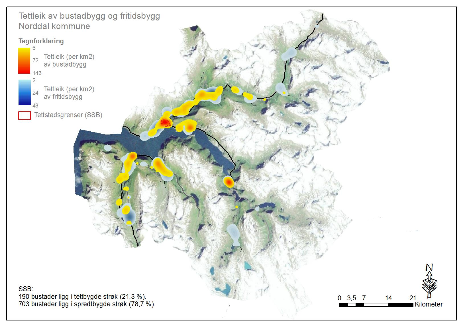 Bustadar og hushald 21 Kommunestatistikk 216 Norddal kommune Små endringar